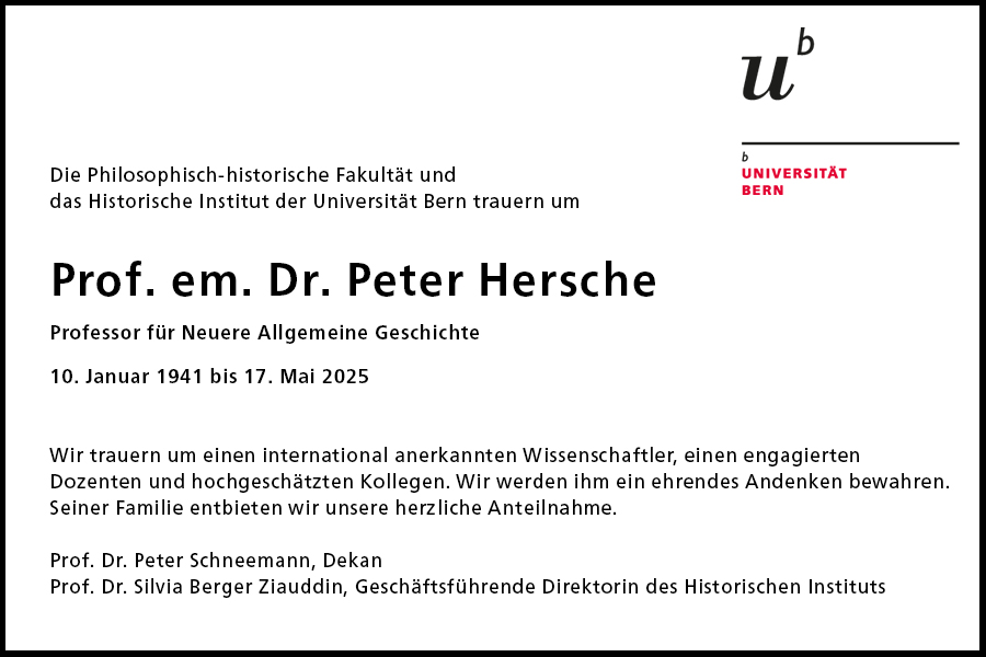 Todesanzeige Peter Hersche